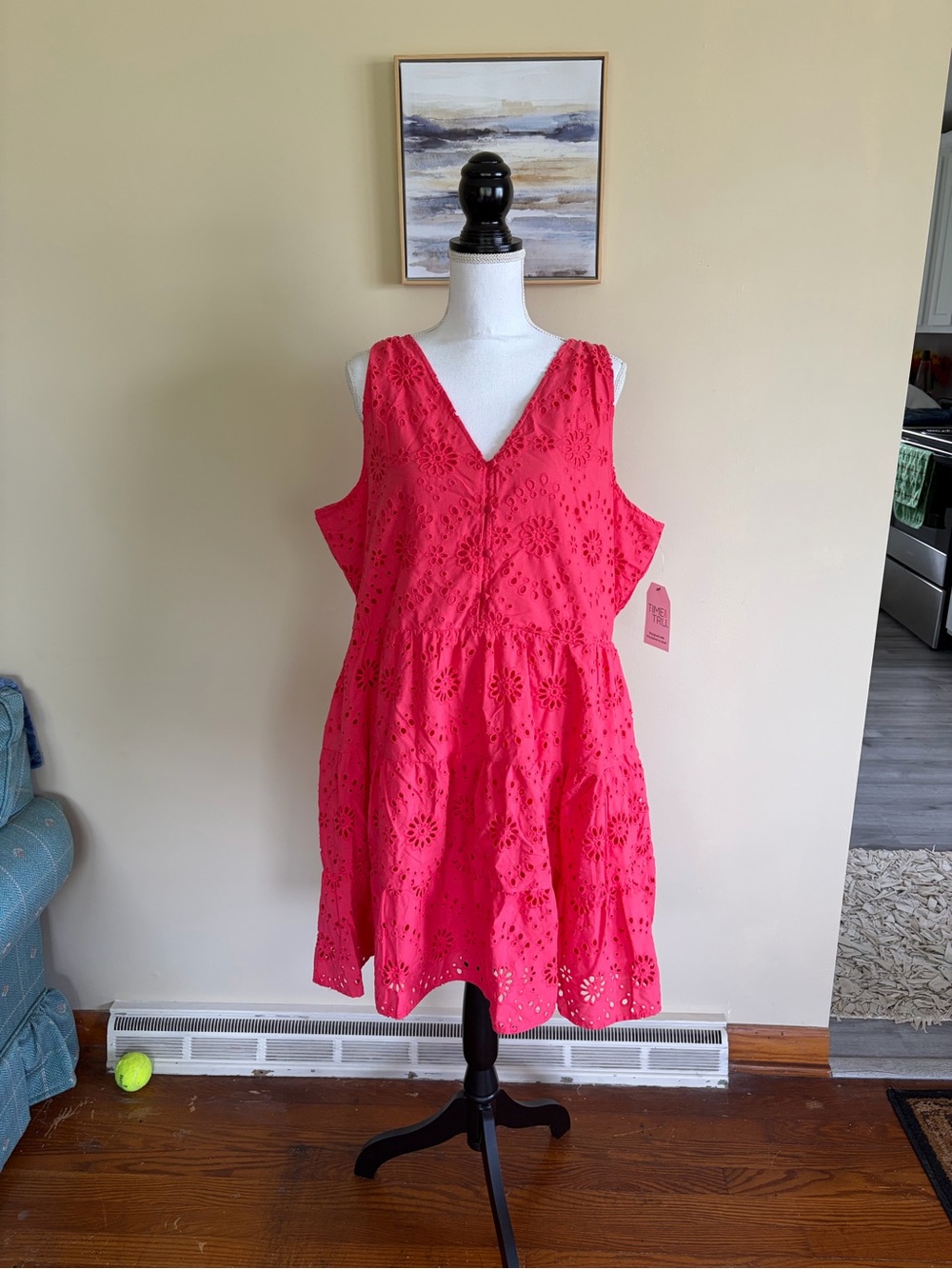 New XXXL Paradise Pink Eyelet V-Neck Dress